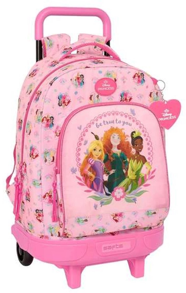 Schoolrugzak met Wielen Disney Princess Roze 33 x 45 x 22 cm
