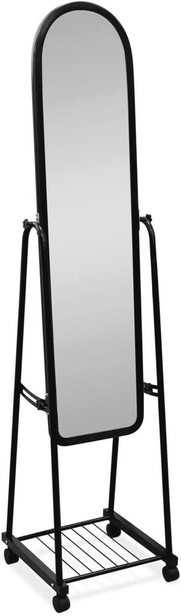 Hoge Full-Body Spiegel met Wielen en Opbergruimte - Decoratief en Functioneel
