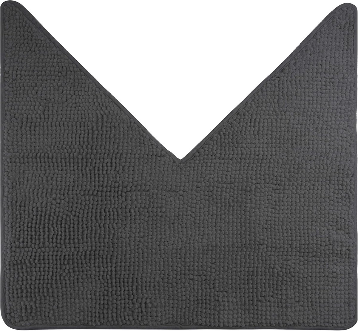 Antislip V-vormige Badmat voor Hoekdouche - Chenille, 45x45 cm, Antraciet