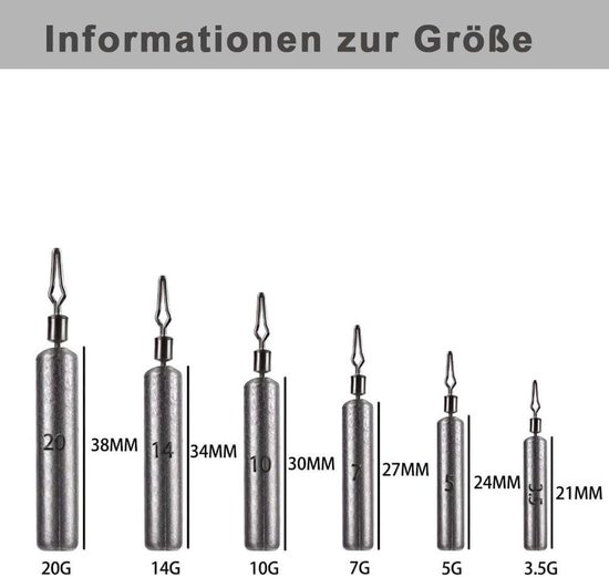 Allecta - Set van 30 stuks visgewichten voor hengel, drop-shot en druppel-shot. van Allecta — afbeelding 3