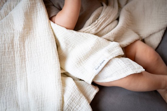 Baby's Only Hydrofiele doek Tender - Swaddles voor baby - Inbakerdoek - Hydrofiele luier - Mousseline - Beige/Linen - 65x65 cm - 2-pack - 100% prewashed katoen van Merkloos — afbeelding 4