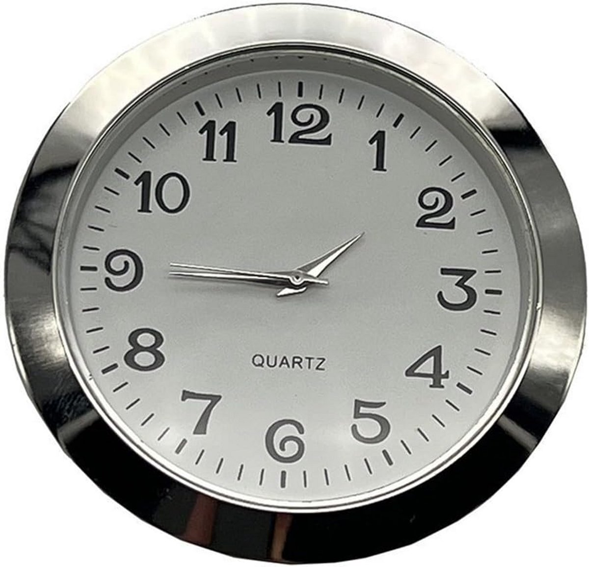 Ronde Quartz Klokmodule 55mm - Inbouwklok met Arabische-Romeinse Cijfers - Zilveren Afwerking