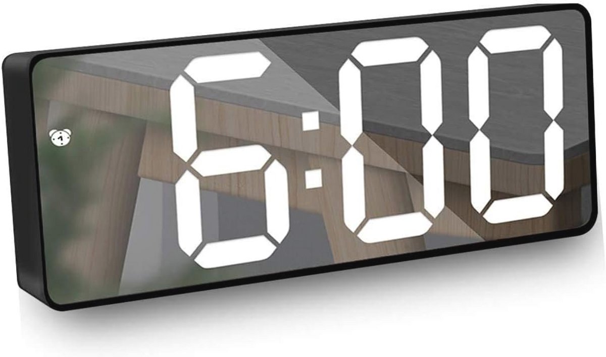 Digitale Spiegelwekker met Snooze en Temperatuurweergave - LED Weergeven voor Slaapkamer en Kantoor - Instelbare Helderheid