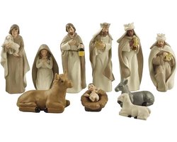 10-Delige Kerststal Set Beeldjes Hars Religieus Cadeau voor Thuis