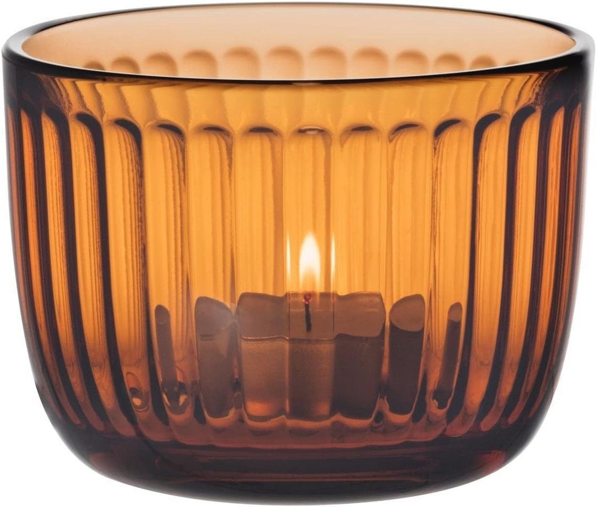 Oranje Windlicht 9 cm van Glas - Perfect voor Theelichtjes