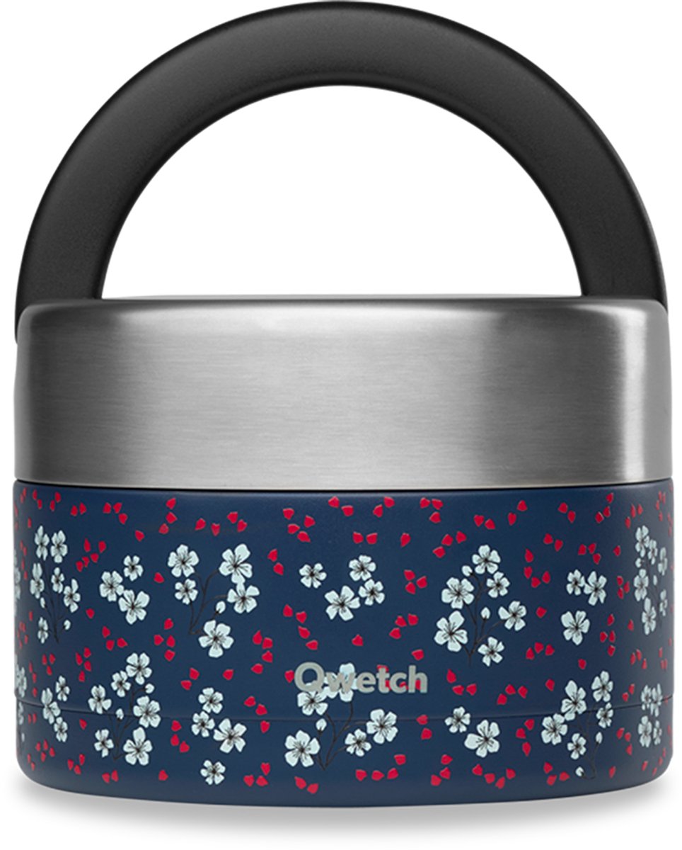 Qwetch - Boîte repas poignée isotherme - Hanami Bleu- 650ml