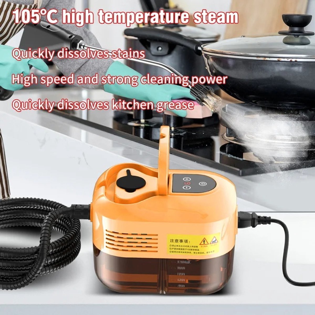 2500W Handheld Stoomreiniger - 8 Opzetstukken & Hoge Druk thumbnail 5