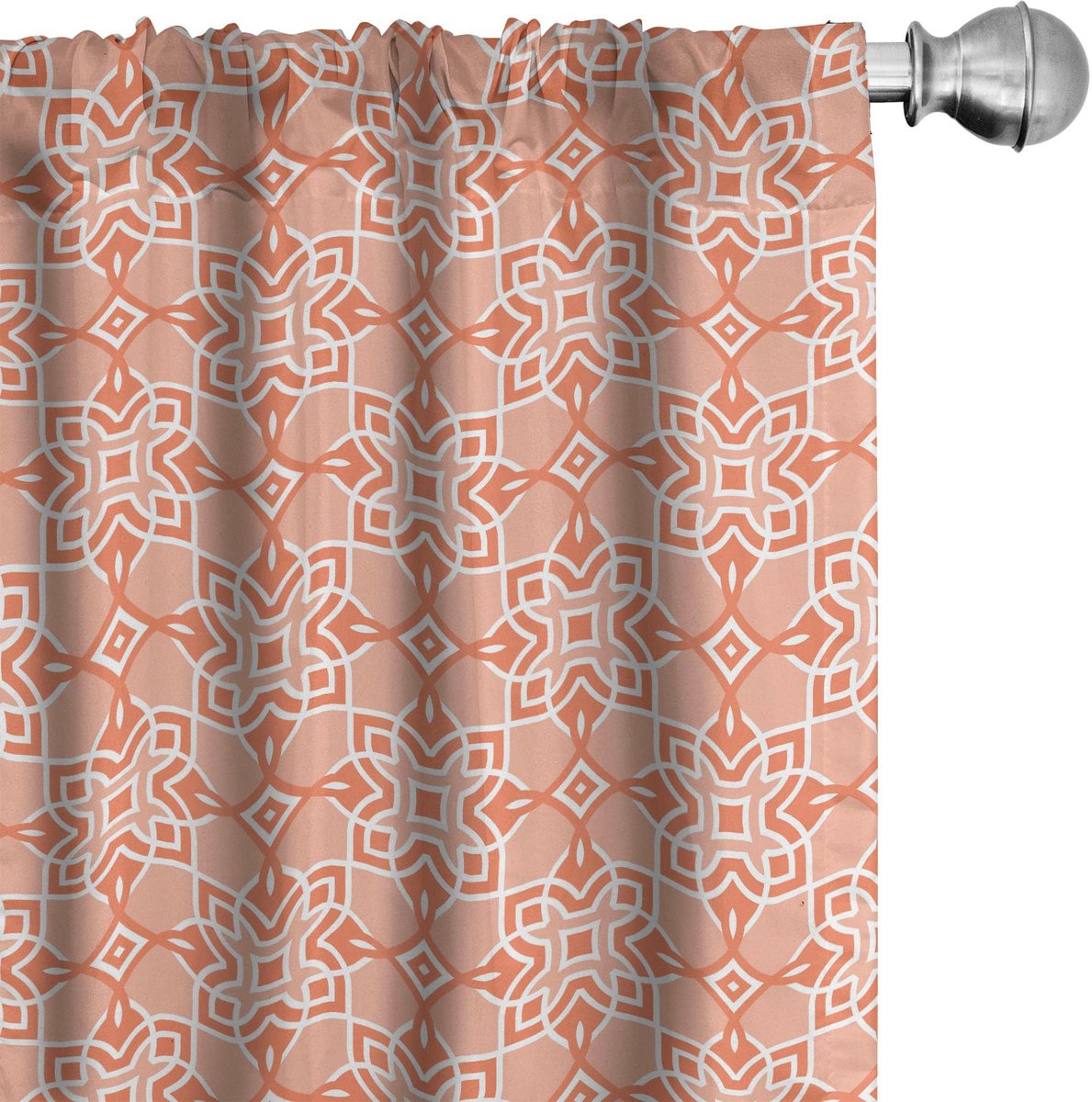 ABAKUHAUS Gordijnen – microvezel geometrisch – 2x75x175 cm – halfdonker Burnt Sienna