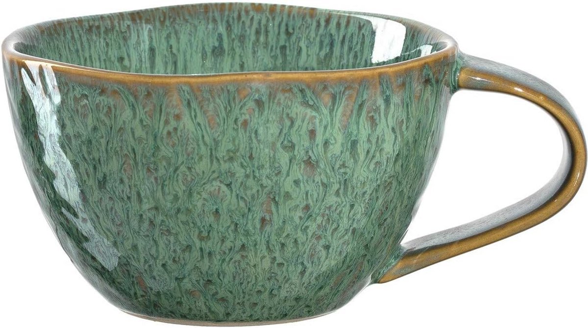 Keramische mok 290 ml in groen - Uniek handgemaakt design
