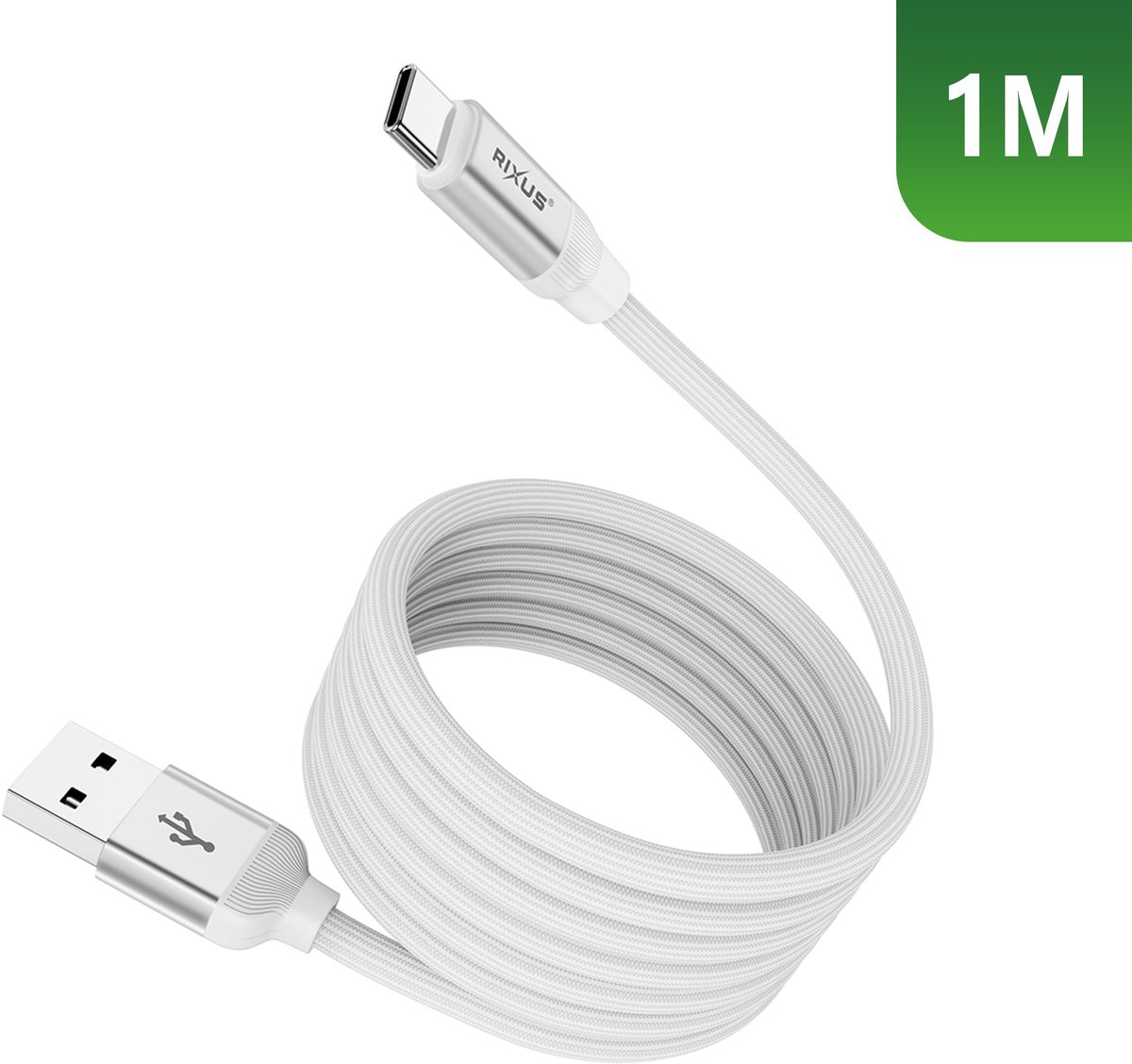 Rixus RXUC59AC Magnetic Charging Cord USB-A To USB-C 1m 15W White