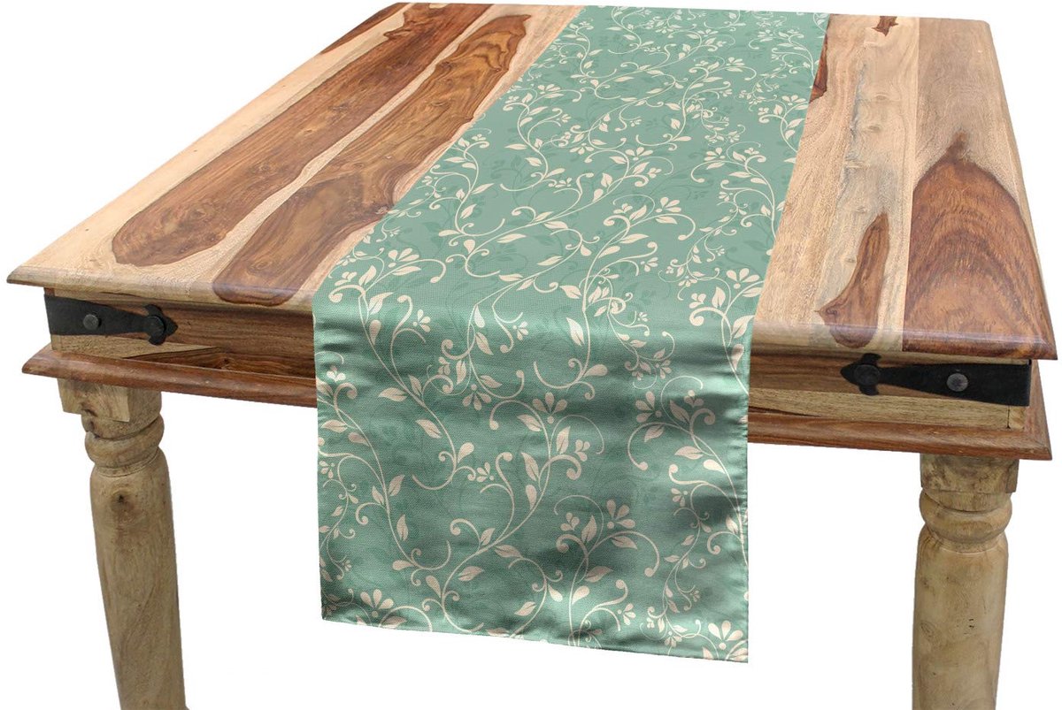 Abakuhaus Rebe tafelrunner – Reseda groen 40x225 cm – polyester, handgestikte randen