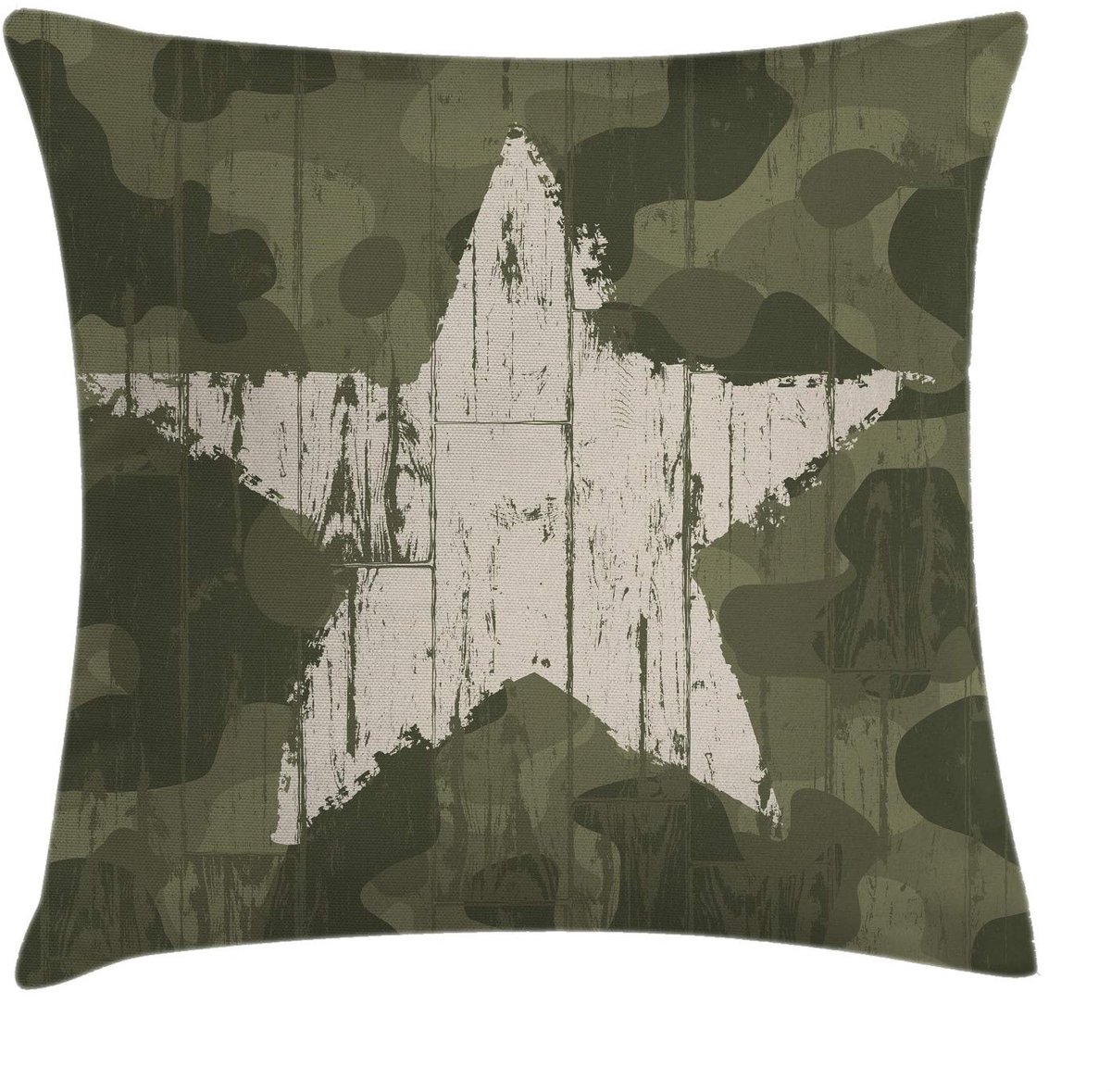 ABAKUHAUS Kussenhoes Grunge-Ster Groen – 40x40 cm – Wasbaar, Dubbelzijdig