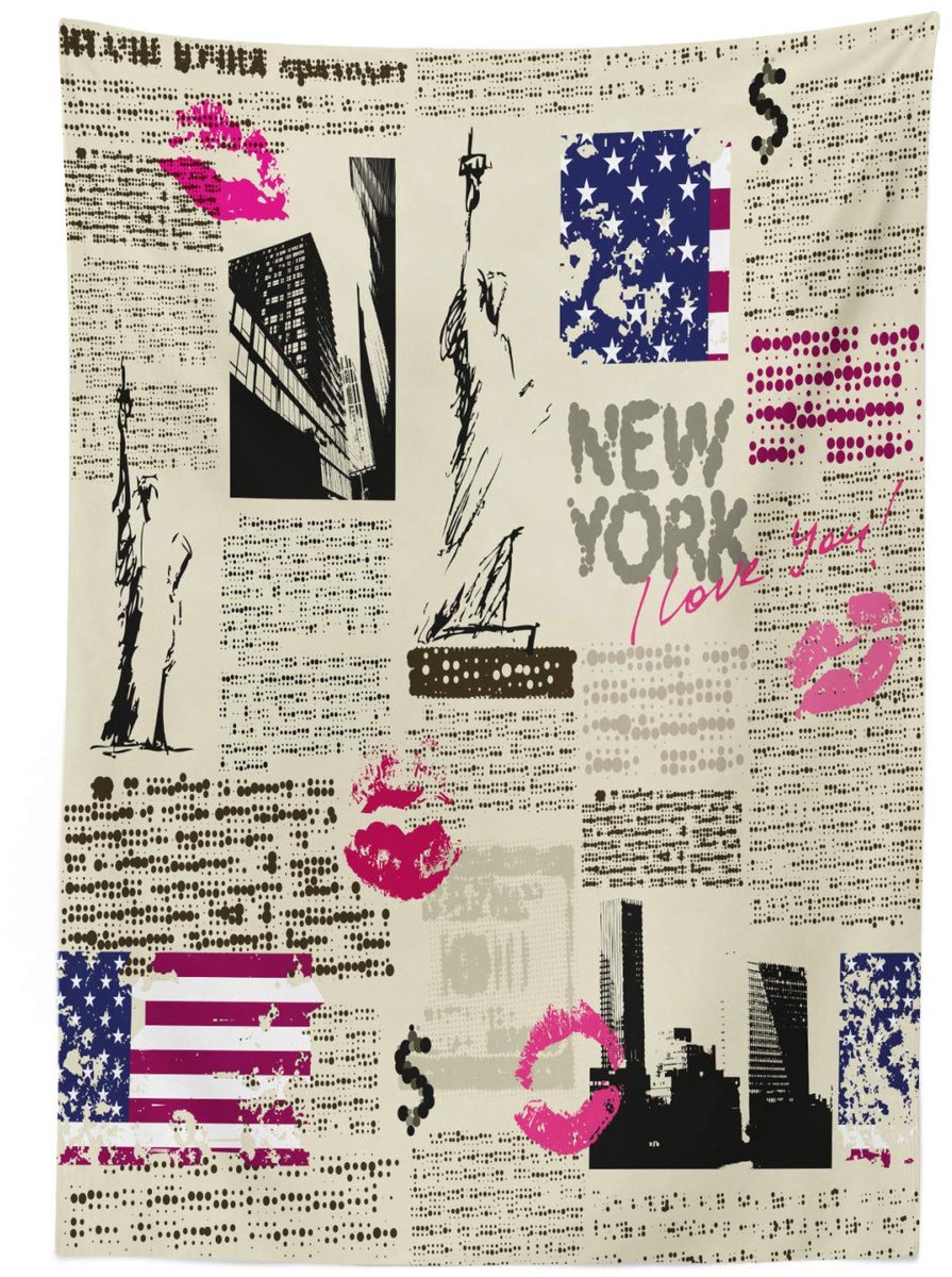 ABAKUHAUS Tafelkleed NYC Krantenprint – 140x200 cm – Meerdere kleuren