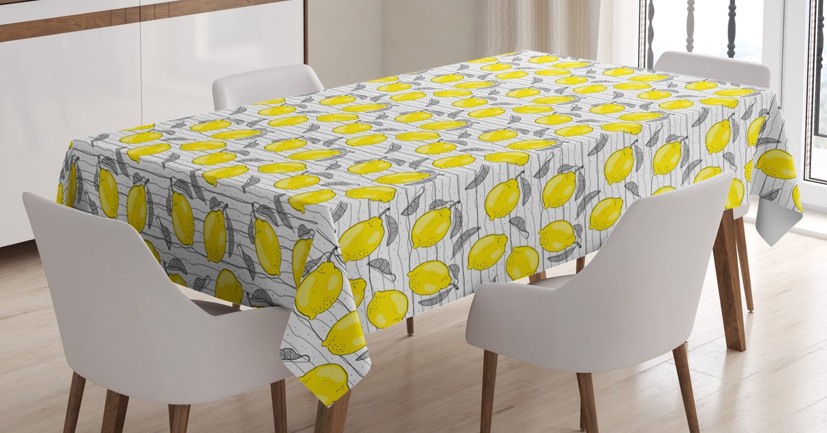 ABAKUHAUS Citroenen Tafellaken – 140x240 cm – Satijnmix