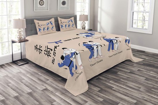 ABAKUHAUS Jiu Jitsu Ensemble de Couvre-lits – 220x220 cm – Blush Blauw/Zwart