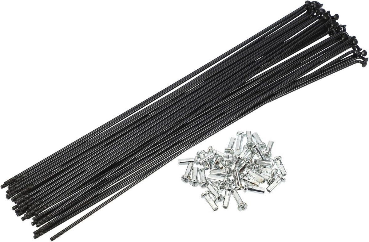 40 stuks 14G J curve spaken met nippels voor fiets - zwart
