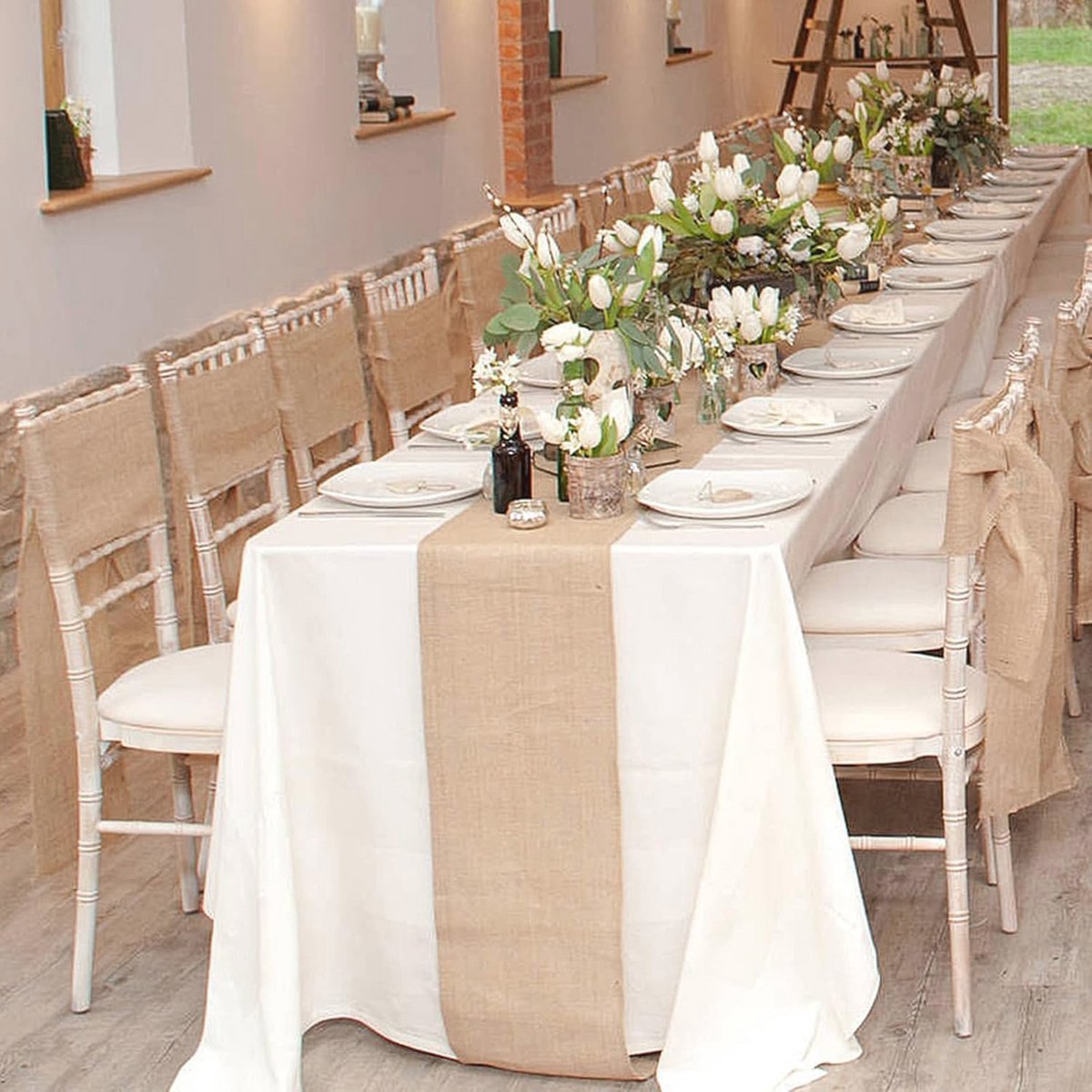 Jute tafelloper 30 x 275 cm – Duurzaam en herbruikbaar voor bruiloften en feesten