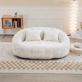 Sweiko Zitzak bank - 2-Persoons bank - Gevoerd schuim - Hoge rug zitzak stoel - Chenille - Beige