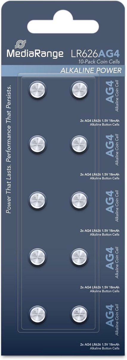 Premium Alkaline Knoopcellen AG4|LR626 1.5V - Verpakking van 10