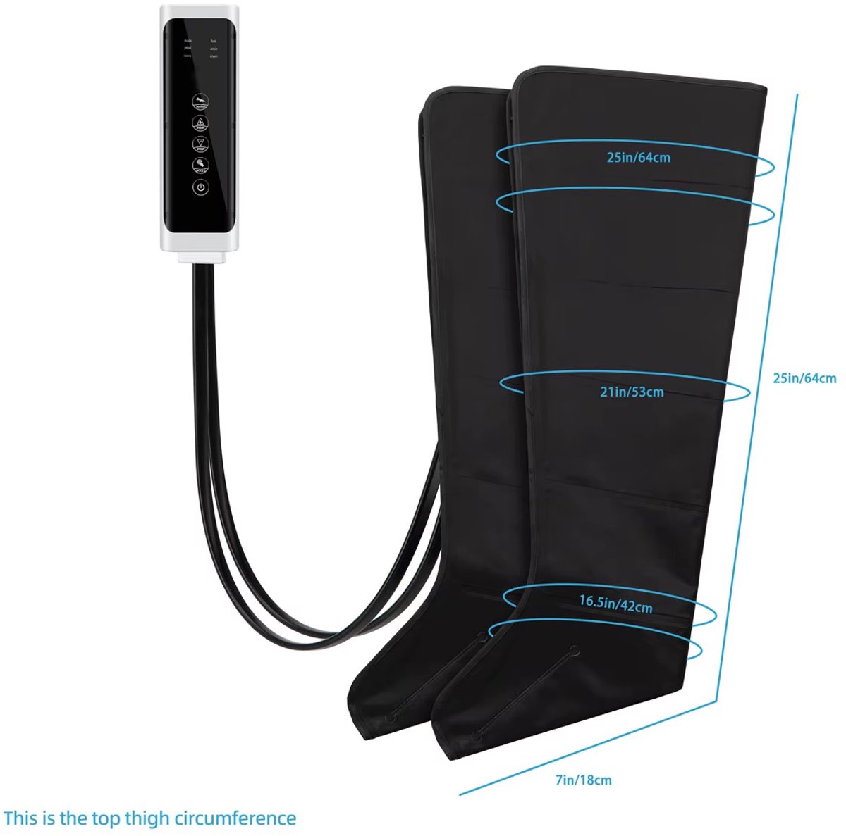 Luchtcompressie Beenmassage Apparaat – 360° Voet- en Kuitmassage Laarzen – 3 Modi & 3 Intensiteiten – Diepe Drukmassage met Afstandsbediening – Zwart