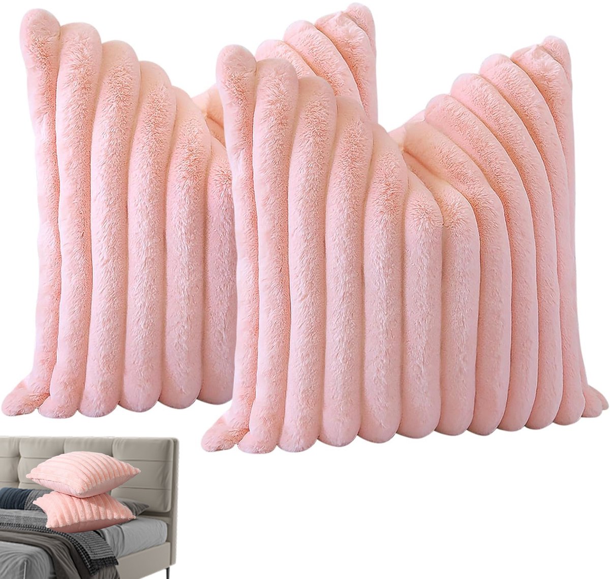 OKWISH Kussenslopen – Sierkussensloop Set Met Pluche Kussenslopen Voor Couch, Slaapkamer En Auto – Zachte Fluwelen Kussenslopen – Roze