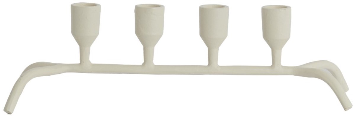 Kandelaar Calzada - Wit - 38x11,5x10cm - - Metaal - Moederdag - Moederdag cadeautje - Moederdag cadeau voor mama