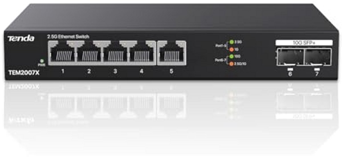 2.5Gbit Ethernet Switch met 5x 2.5G Poorten & 2x 10G SFP+ Poorten - Ongeheerste LAN Switch