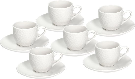 Set van 6 koffiekopjes - 310 ml - met oor - meerkleurig - 6 persoons