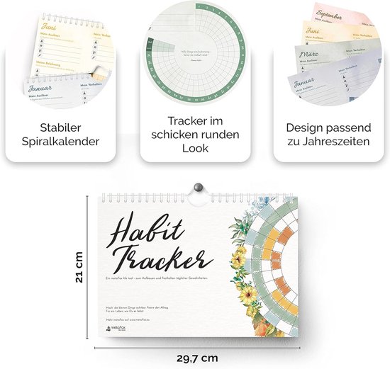 Calendrier Habit Tracker 12 Mois Non Organisé - Pour Habitudes Saines et Objectifs