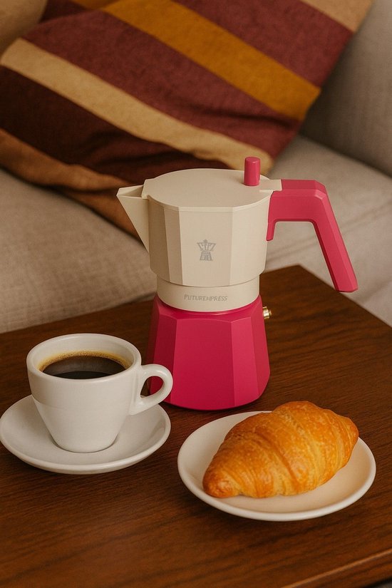 Cafetière Italienne 3 Tasses Aluminium Rouge - Moka Portable Poignée Anti-brûlure Camping Cuisine