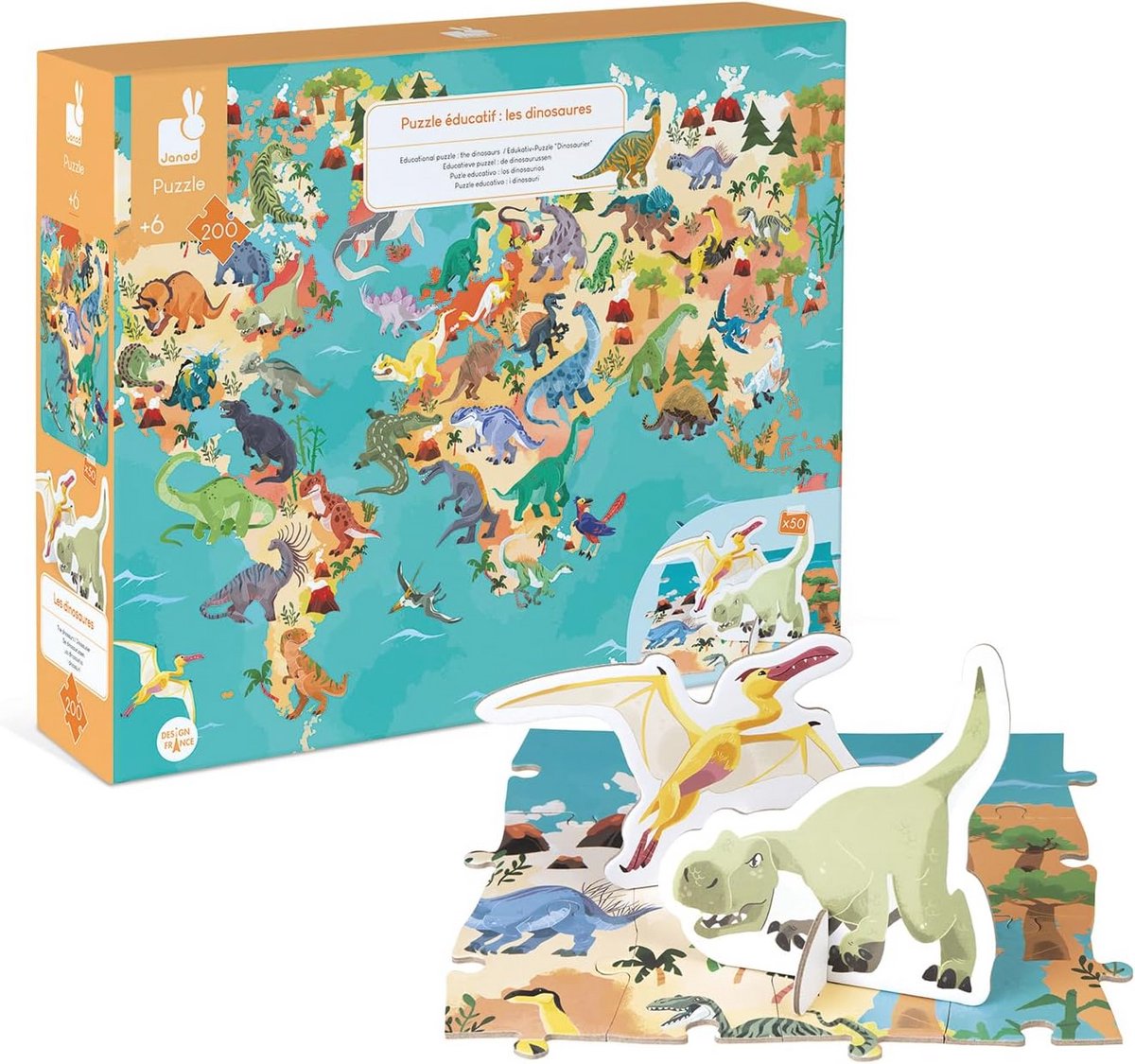 Educatieve Dinosaurussen Puzzel voor Kinderen - 200 Stukken - Geschikt voor Leeftijd 6 Jaar en Ouders