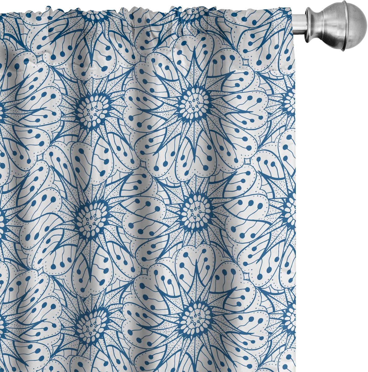 ABAKUHAUS Blauw-Wit Voorhangen – 2x75x245 cm – Microvezel Blauw en wit
