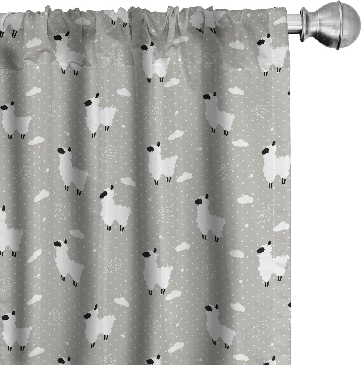 ABAKUHAUS Schaapgordijnen – 2-delige set 75×245 – microvezel Pale Grau Weiß