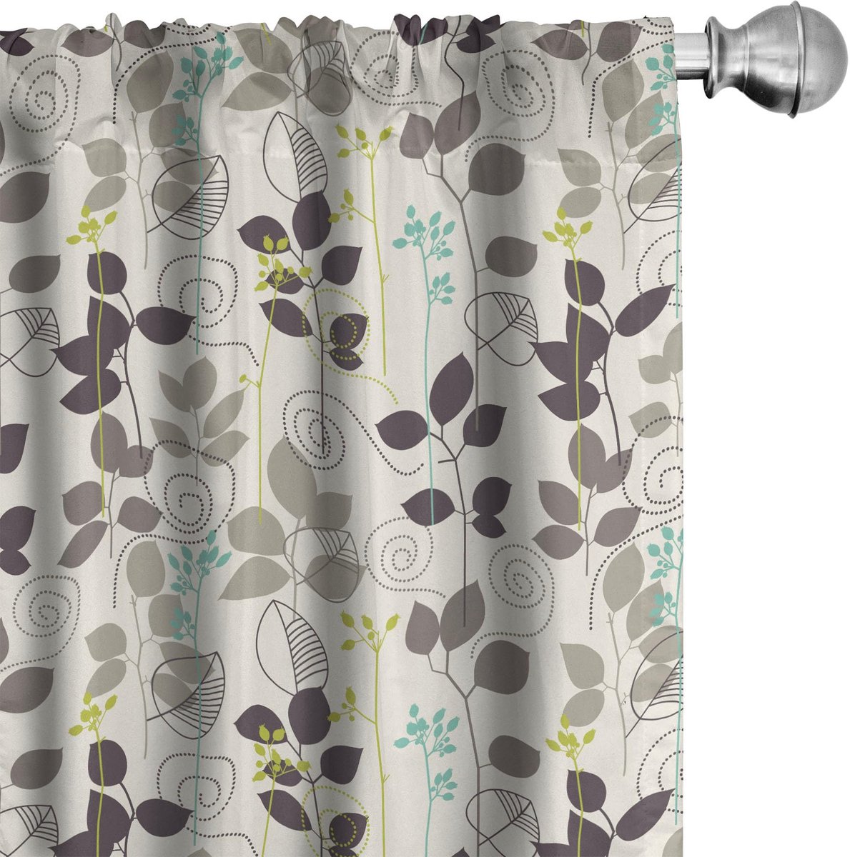 ABAKUHAUS Gordijnen – Doodle Bladeren, 2-delig, donker taupe kokos, 75x225 cm Dunkler Taupe Coconut