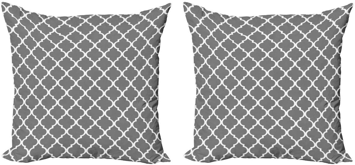 ABAKUHAUS Grijze Kussenhoezen – Set 2x50x50 cm – Dubbelzijdig bedrukt – Mikrofaser Grijs