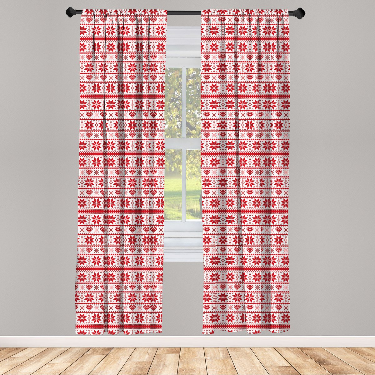 ABAKUHAUS Nordic Borders – 2-delig raamgordijnenset – 75x175 cm – Oranje
