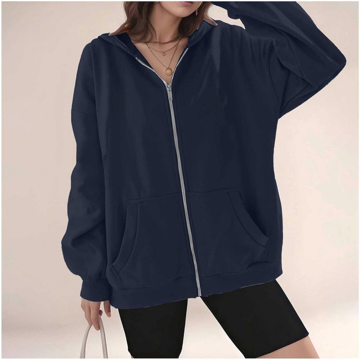 Hoodie met rits voor dames - Oversized Sweatshirts en Damesjassen