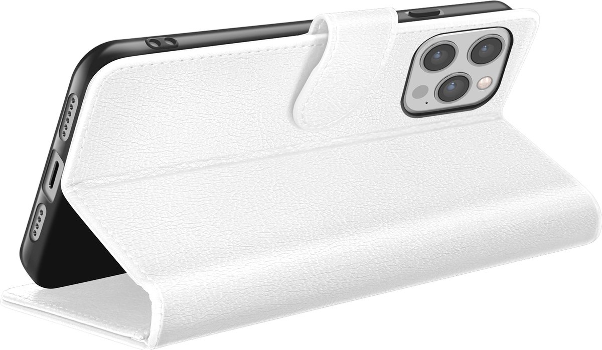 Zanae, Hoesje geschikt voor iPhone 12 Pro Max - Wallet Case & Magneetsluiting, Wit