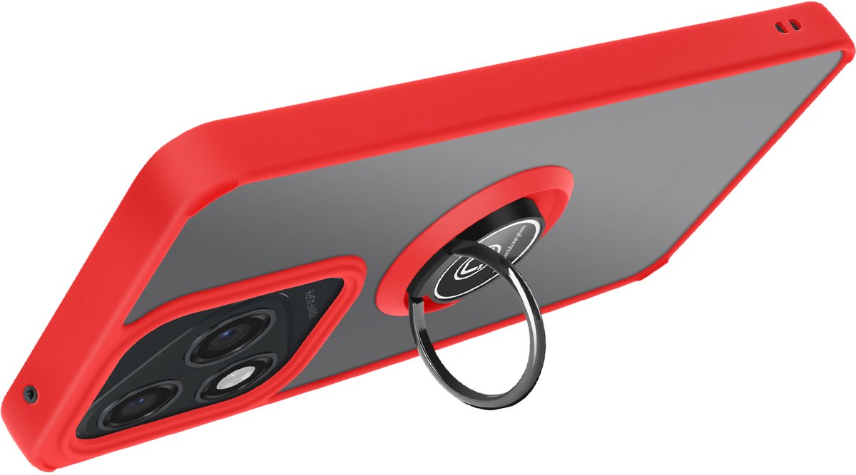Avizar Hoes Geschikt voor Honor 400 Lite magnetische ring doorzichtige achterkant, Rood