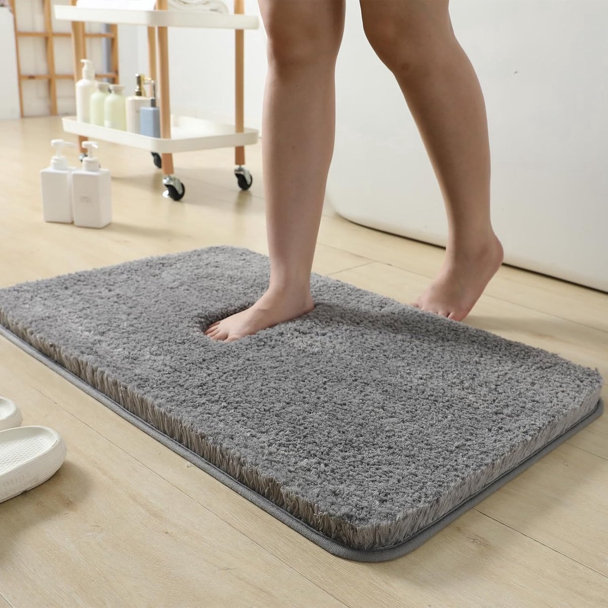 Stunq® Zachte Microvezel Badmat 50 x 80 cm, Anti-Slip en Waterabsorberend, Wasbaar, Grijs