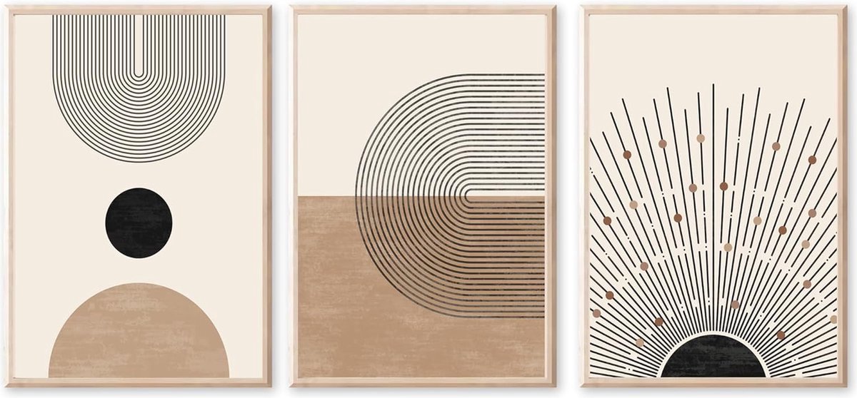 Stunq® Set van 3 Moderne Abstracte Kunst Posters voor Woonkamer en Slaapkamer, Zonder Lijst, 50 x 70 cm