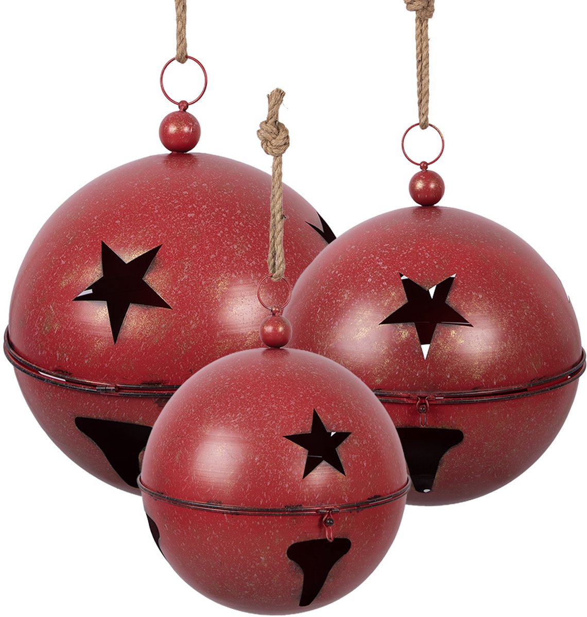 Kerstdecoratie Beeld Kerstbal Ø 60 / Ø 50 / Ø 40 cm Rood Metaal