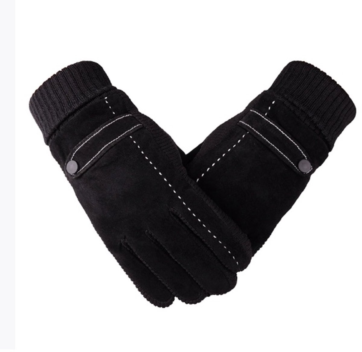 Hidzo - winterhandschoenen - zwart - gebreide manchetten