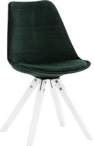 Clp Pegleg Eetkamerstoel - Vierkant frame - Fluweel - Groen - Kleur onderstel : Wit