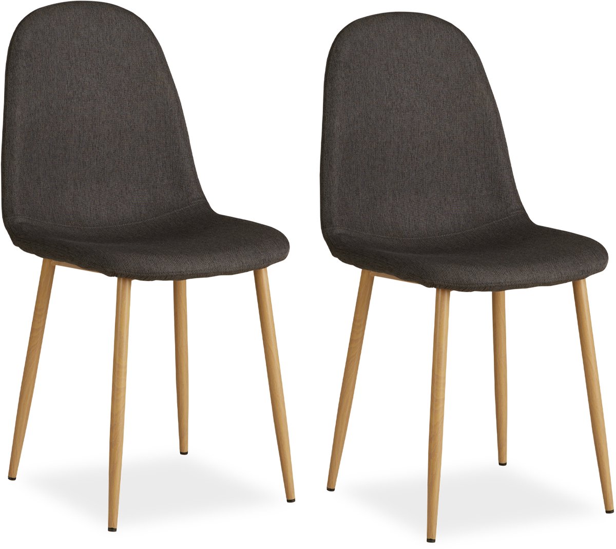 Homestyle4u Eetkamerstoelen van Linnen - 2 Stoelen - Antraciet