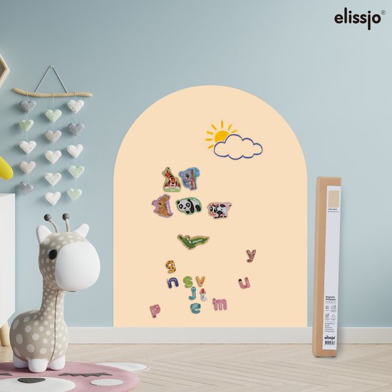 Elissio® Magneticoo Muursticker magnétique 100 x 80 cm - Sticker magnétique avec fonction tableau noir - Jaune vanille - Tableau magnétique pour chambre d'enfant - Forme d'arche