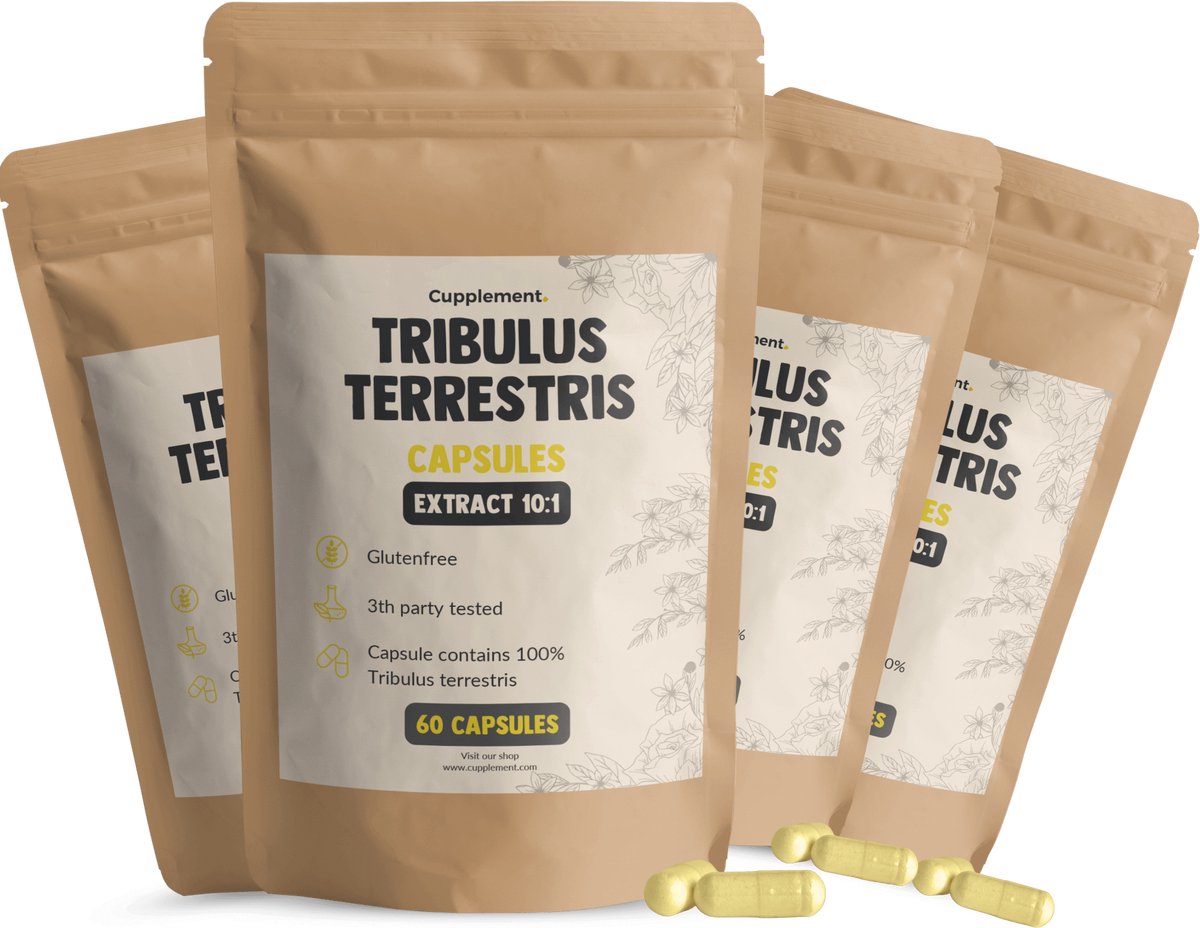 Cupplement Tribulus Terrestris Extract 5.000 mg Combideal 4x 60 Capsules - Vegan - Zonder toevoegingen - Lab getest - 60 dagen voorraad per zakje