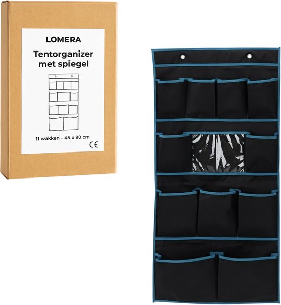 Lomera Tentorganizer Met Spiegel - Hangorganizer - 11 Vakken - Camping Organizer - Voortent Organizer - Caravan Organizer - Camper Organizer - Waterafstotend - Pu Coated - Opbergvakken - Handige Vakken van Merkloos — afbeelding 3