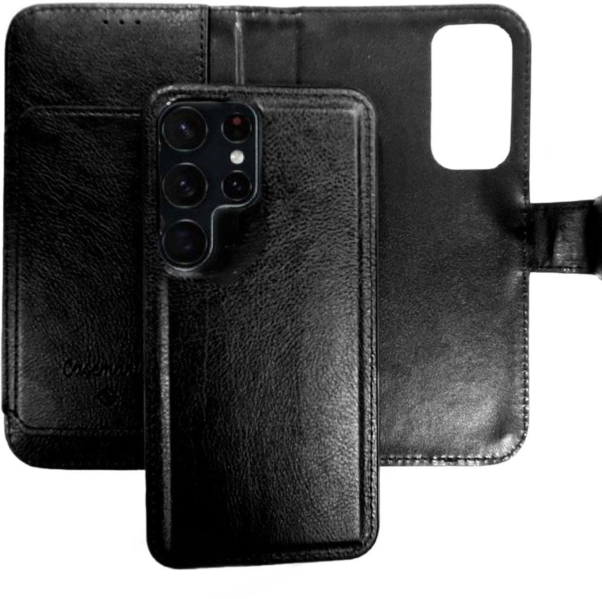 CaseMania–BookCase-Geschikt voor–Samsung S25 ULTRA–2 in 1–Pasjeshouder–Zwart