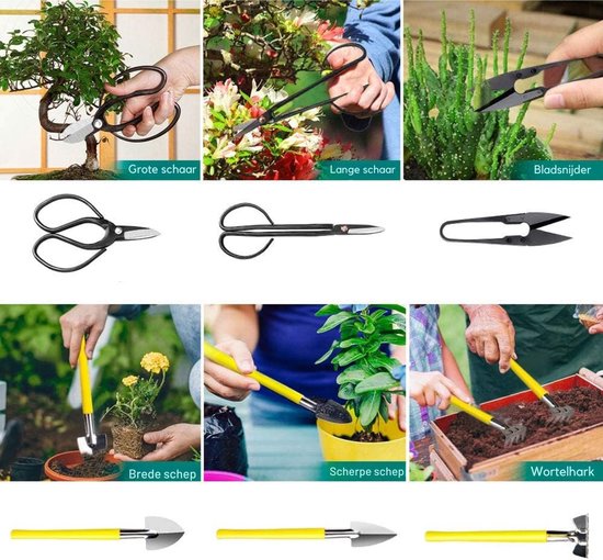 Bonsai Gereedschap, 13-delige Bonsai Verzorgingsset met Tuinscharen, Bonsai Scharen, Bonsai Draad, Mini Hark en Schepje - Bonsai Startersgereedschapset voor Bonsai Beginners. van Soytich — afbeelding 3